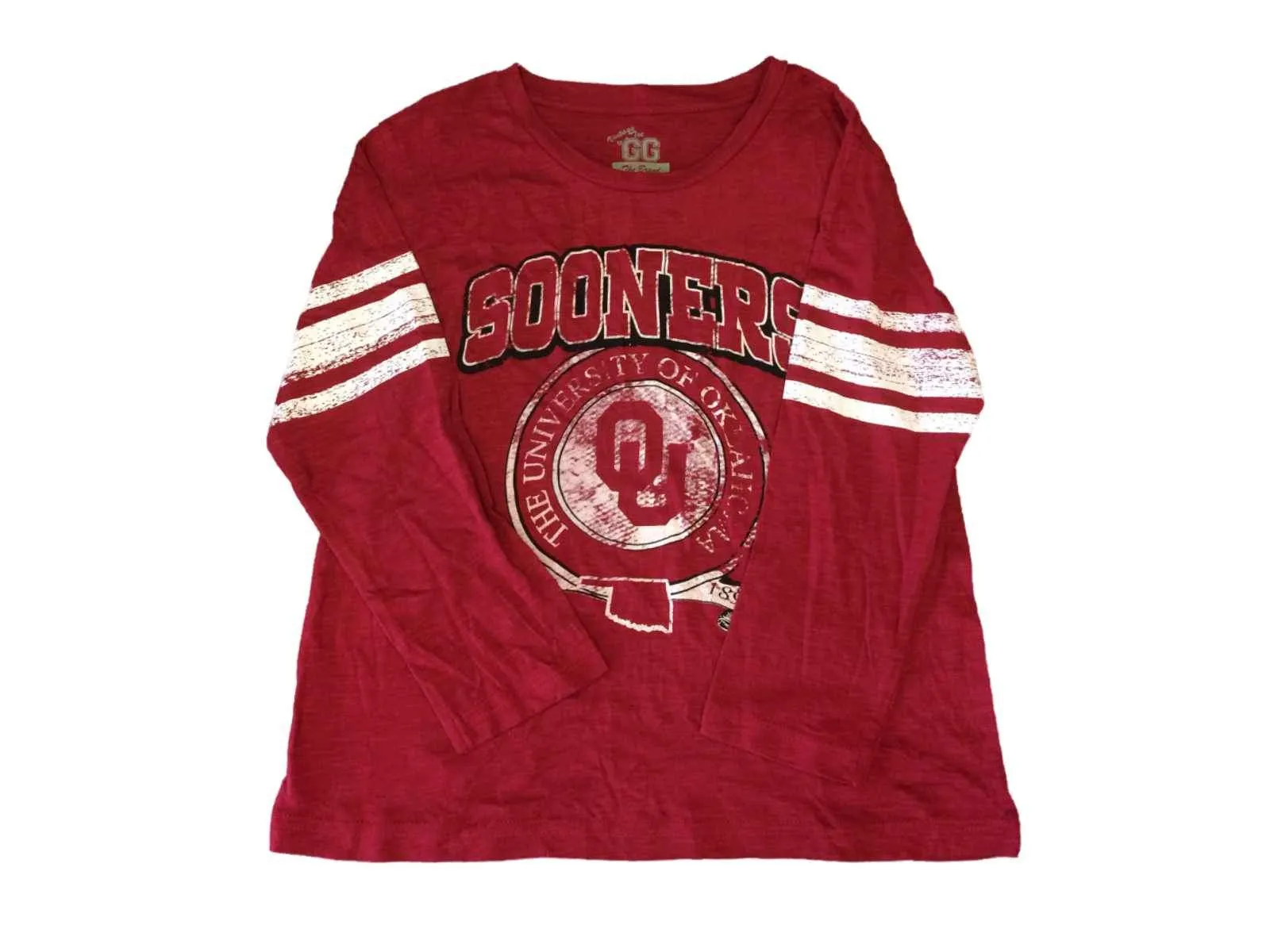 Oklahoma Sooners Glitter Gear GIRLS Maroon Burnout Style Long Sleeve T-Shirt (M)