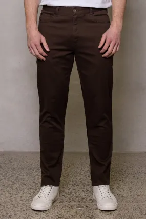 Pete Five Pocket Cotton Chino: Clove