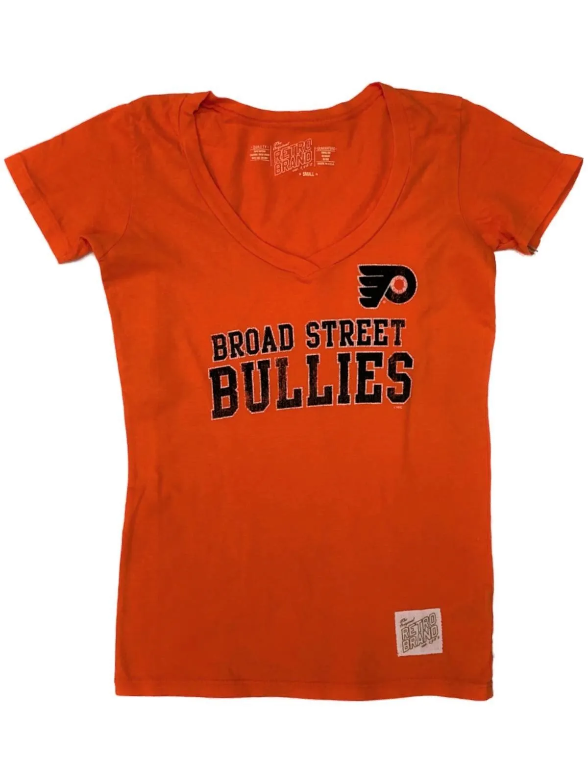 Philadelphia Flyers Retro Brand WOMEN Orange "Broad Street Bullies" T-Shirt