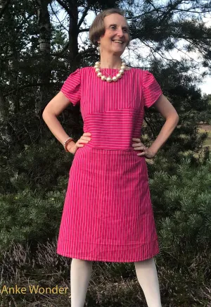 Pink & White Women's Stripe Dress 'Horizon'