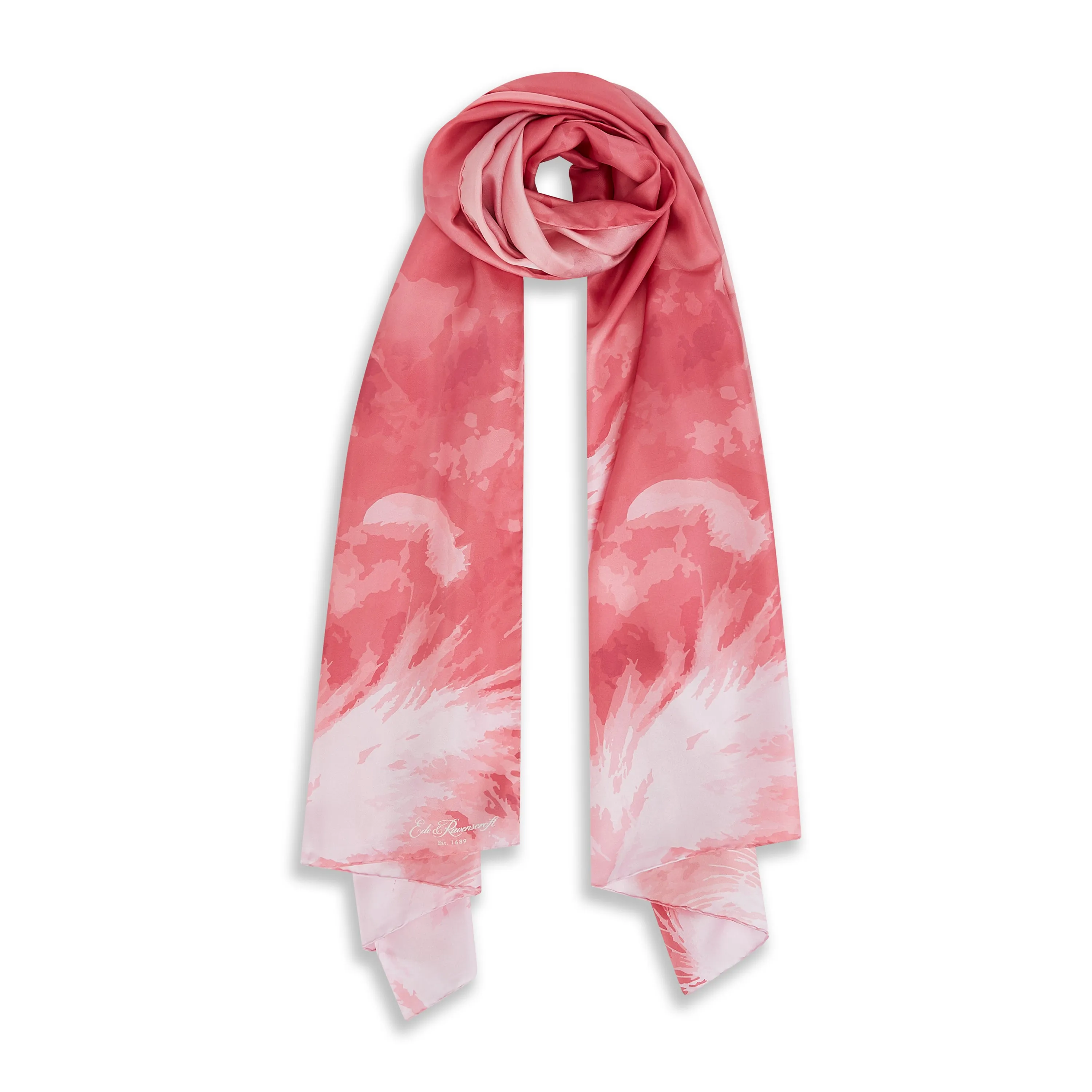 Pink Feather Silk Scarf