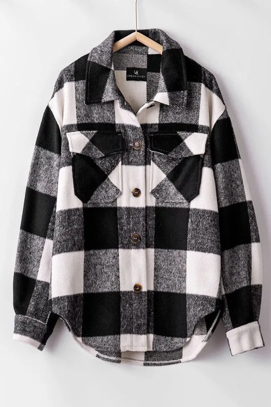 Plaid Flannel Button Down Jacket