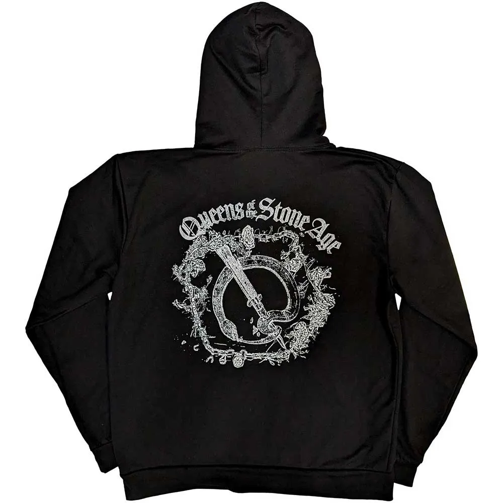 Queens Of The Stone Age Unisex Pullover Hoodie: Floral Chains (Back Print)