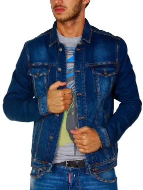 R&R Men Stylish Denim Trucker Jacket - Blue