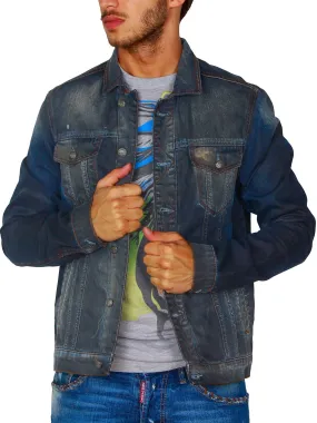 R&R Men Stylish Denim Trucker Jacket - Dirty Blue