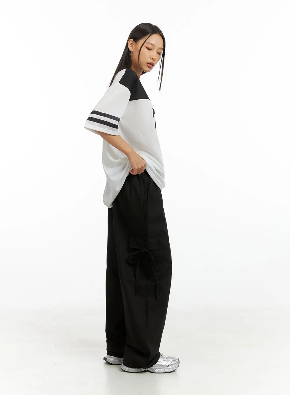 Ribbon Banded Cargo Pants IG405