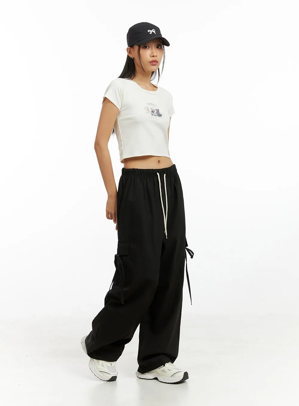 Ribbon Banded Cargo Pants IG405