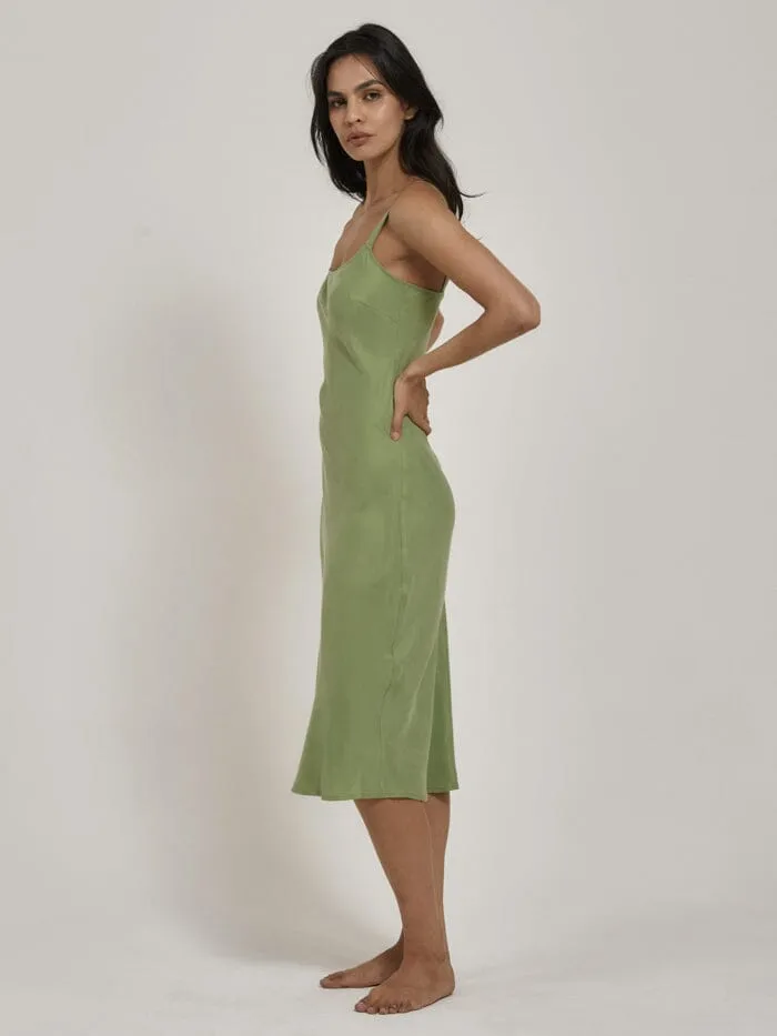 Sasha Slip Dress - Kiwi Green