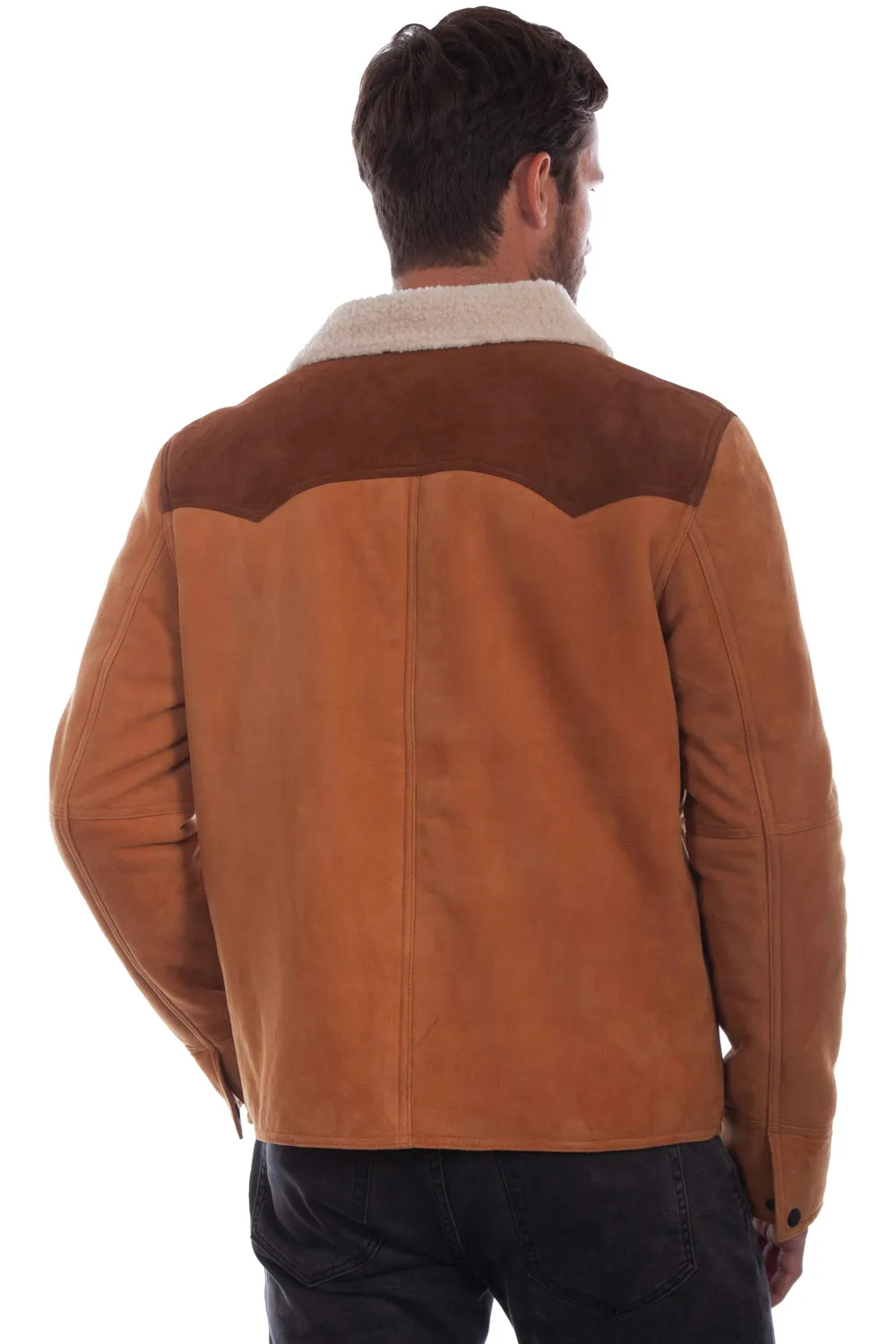 Scully Mens Faux Shearling Tan Leather Leather Jacket