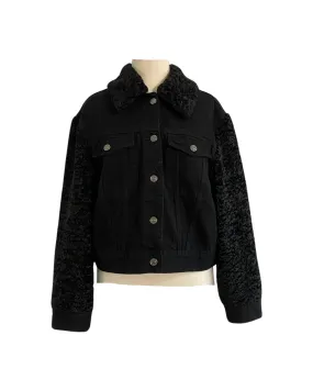 Shearling Denim Jacket- Black