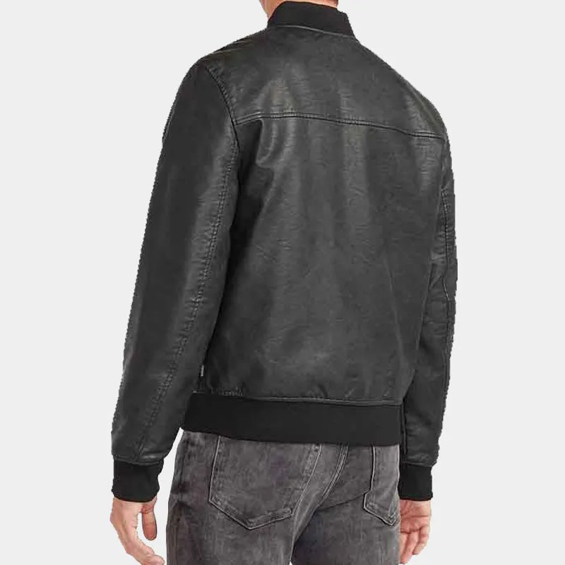 Shop Best Premium Fashion Men's Black Leather Reversible Bomber Jacket