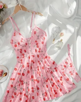 Soft Pink Lingerie Cherry Slip Dress