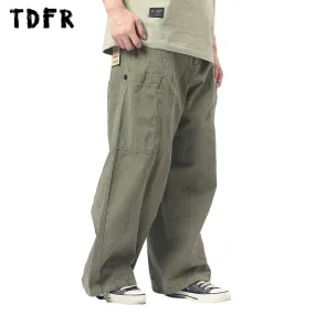 Solid Color Safari Style Cargo Pants with Multi-Pockets and Drawstring