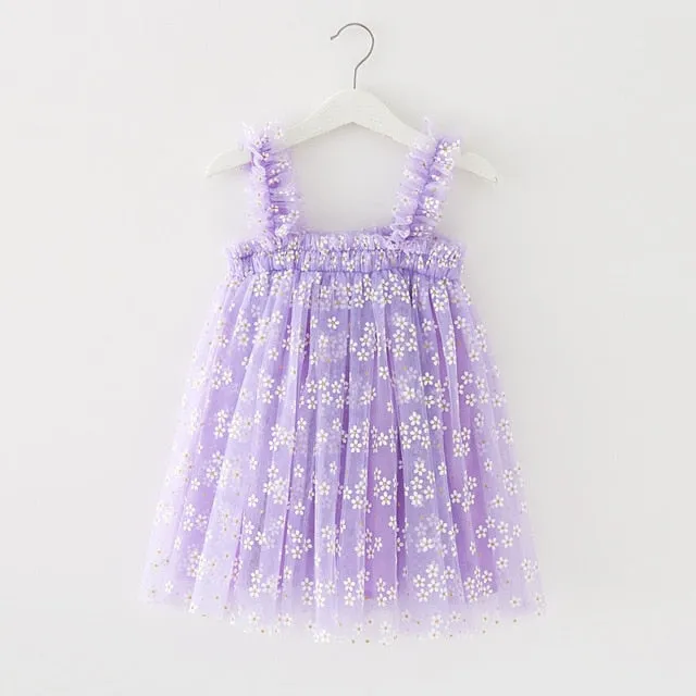 Sophia - Girls Daisy Dress in Lilac