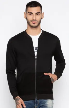 Spykar Men Black Solid Slim Bomber Jacket