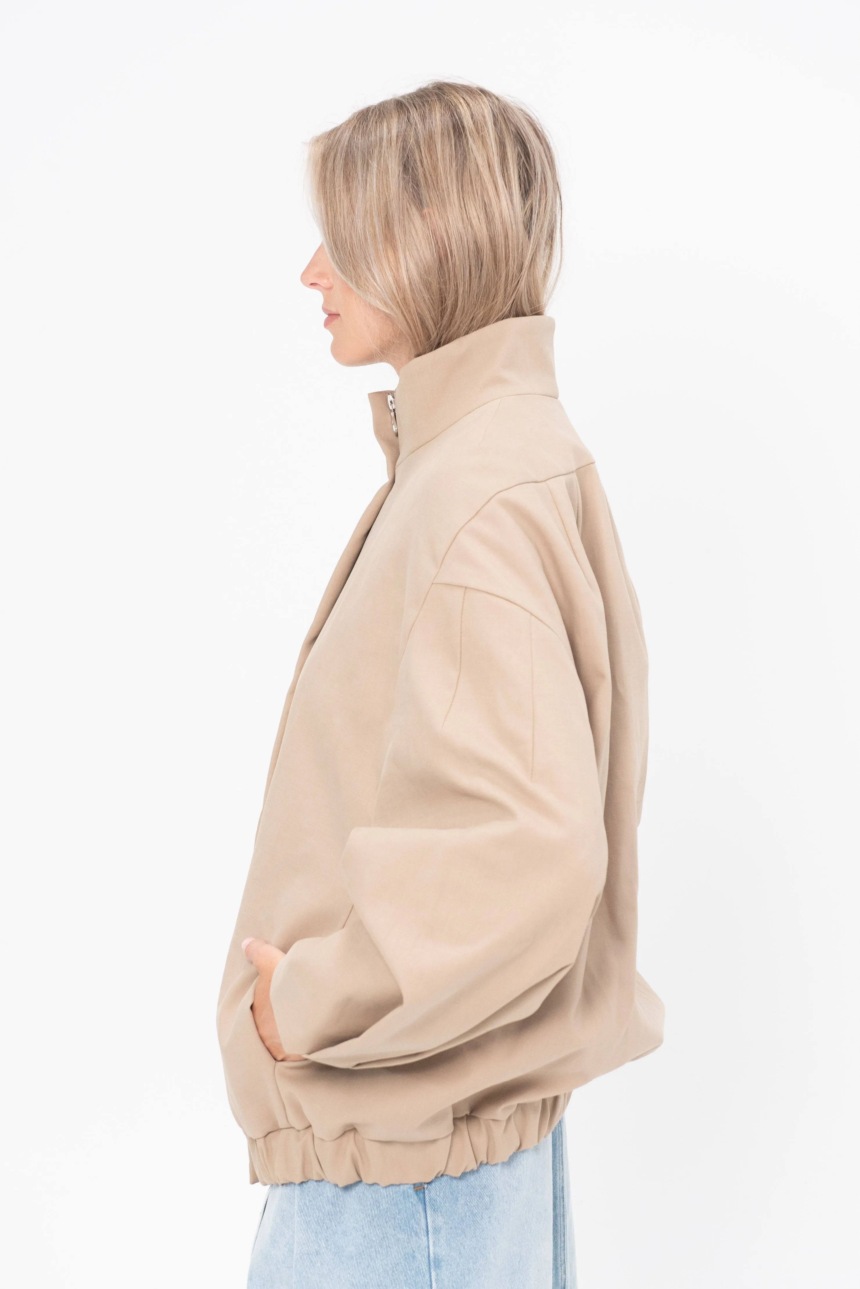 Stand Collar Jacket, Camel