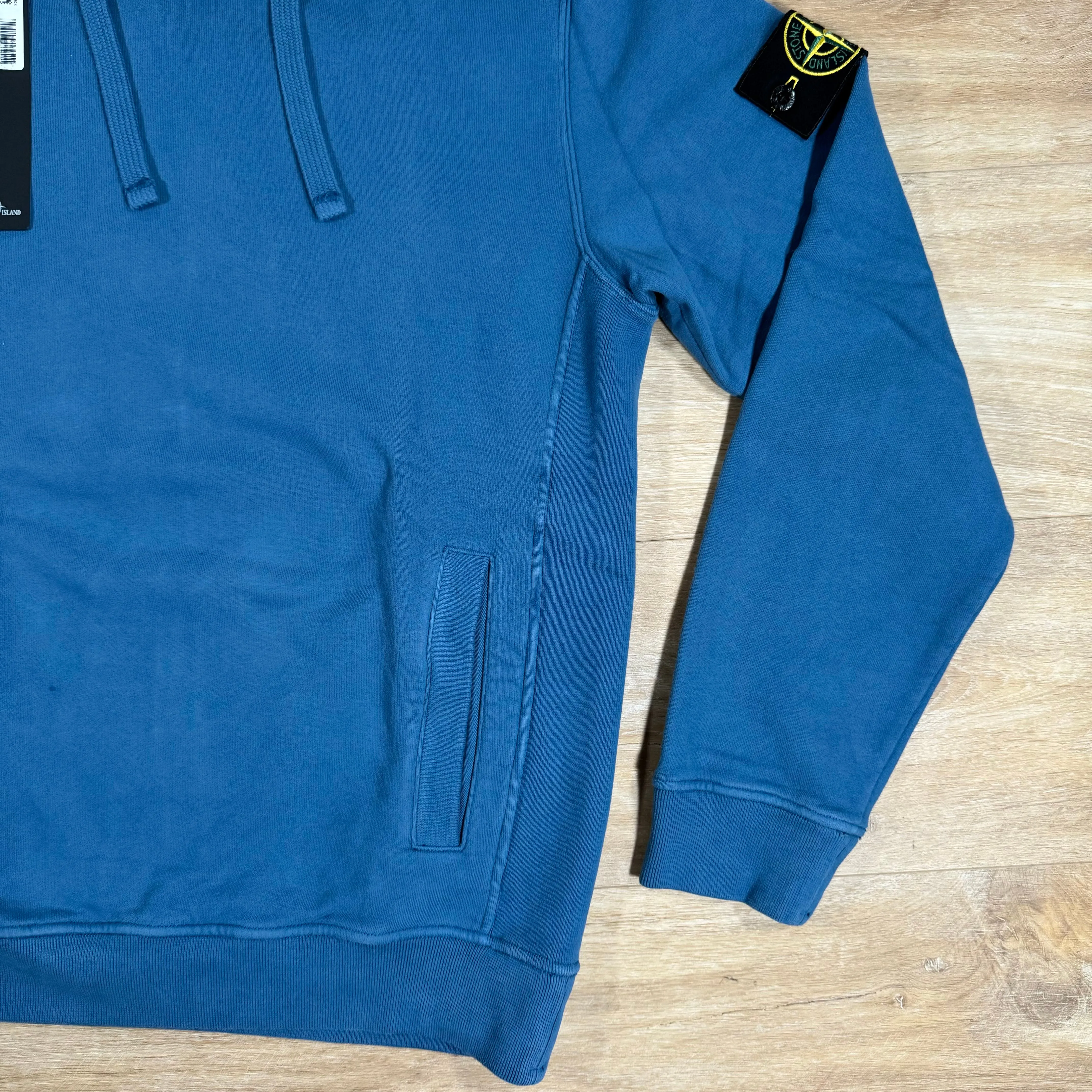 Stone Island Brushed Cotton Pullover Hoodie in Avio Blue