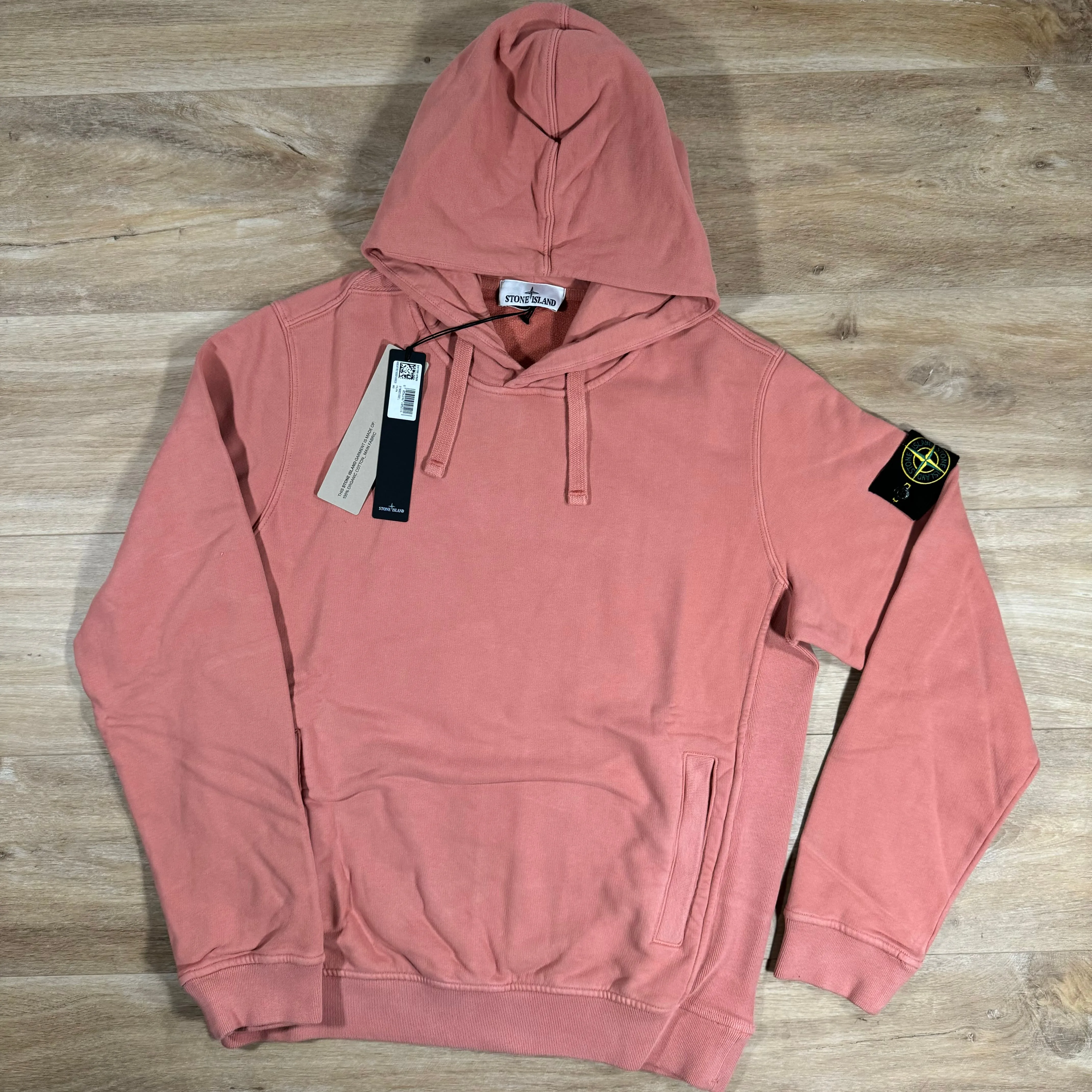 Stone Island Brushed Cotton Pullover Hoodie in Orange