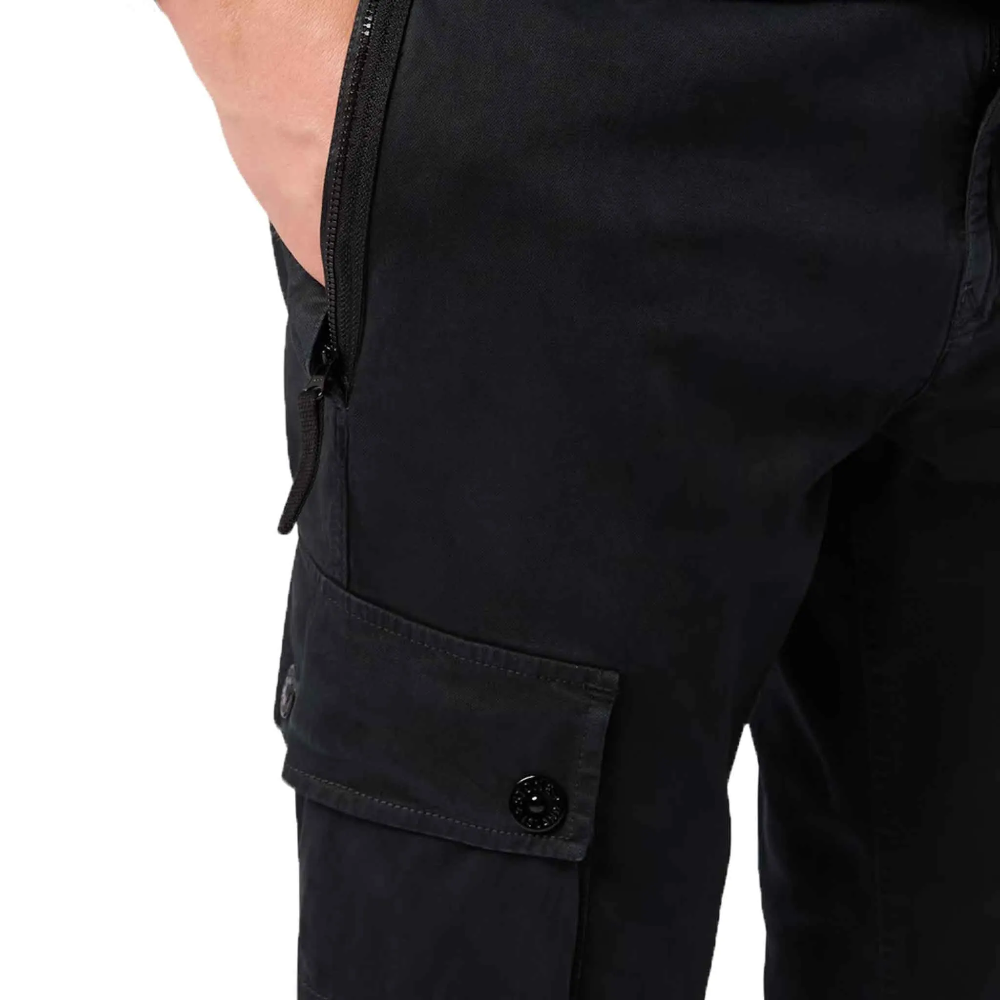 Stone Island 'Old' Effect Slim Fit Cargo Pants in Black