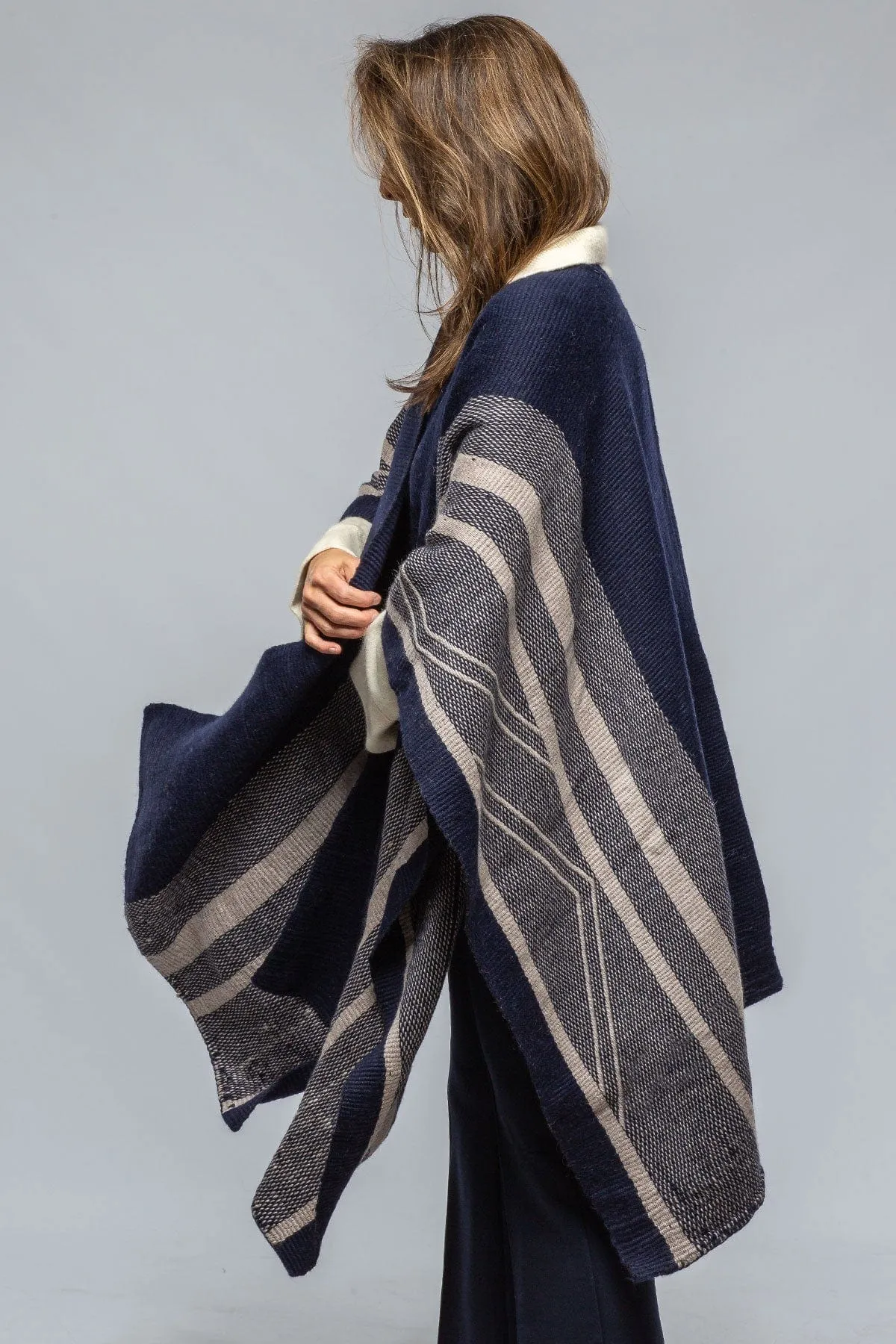 Striped Zig Zag Duster In Navy/Opal