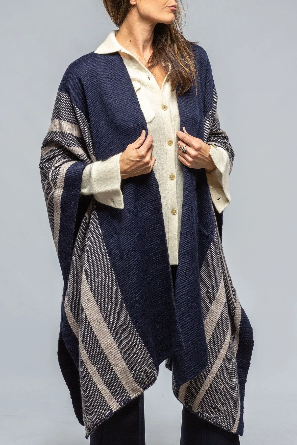 Striped Zig Zag Duster In Navy/Opal