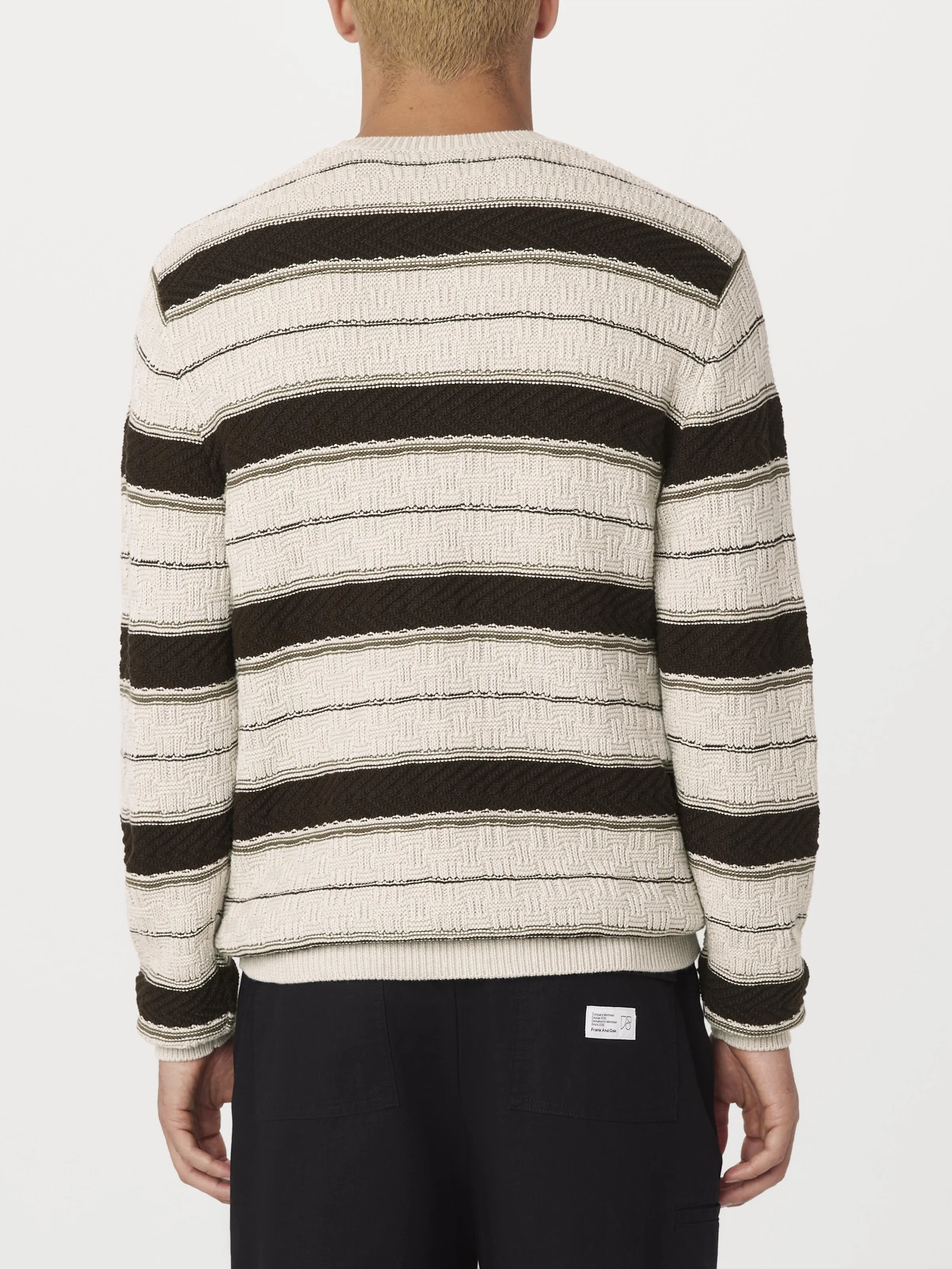 The Striped Crewneck in Light Beige