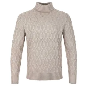 Thomas Maine Chunky Cable Roll Neck Knitwear in Oatmeal