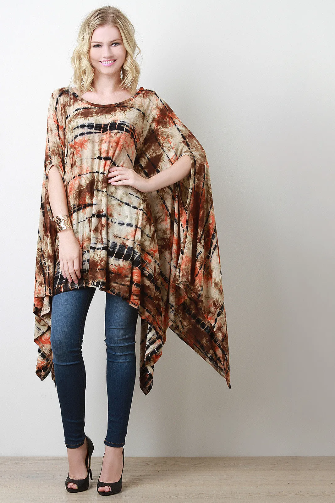 Tie Dye Handkerchief Poncho Top