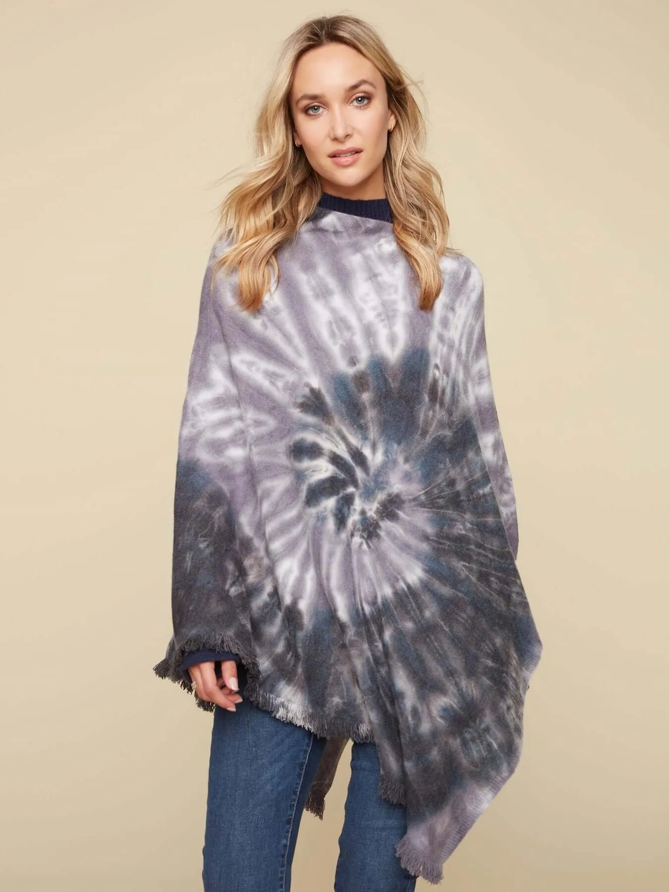 Tie-Dye Knit Poncho