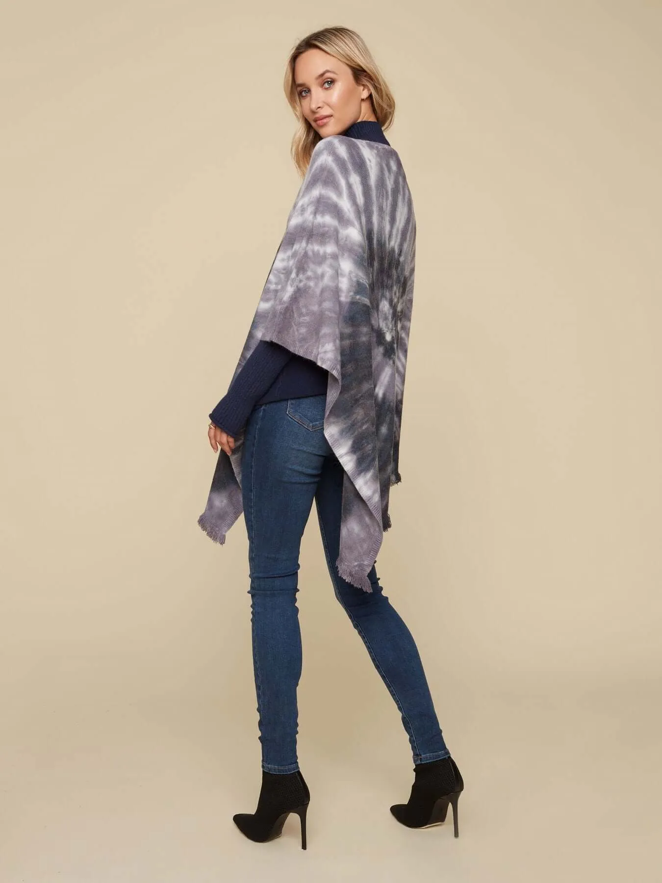 Tie-Dye Knit Poncho