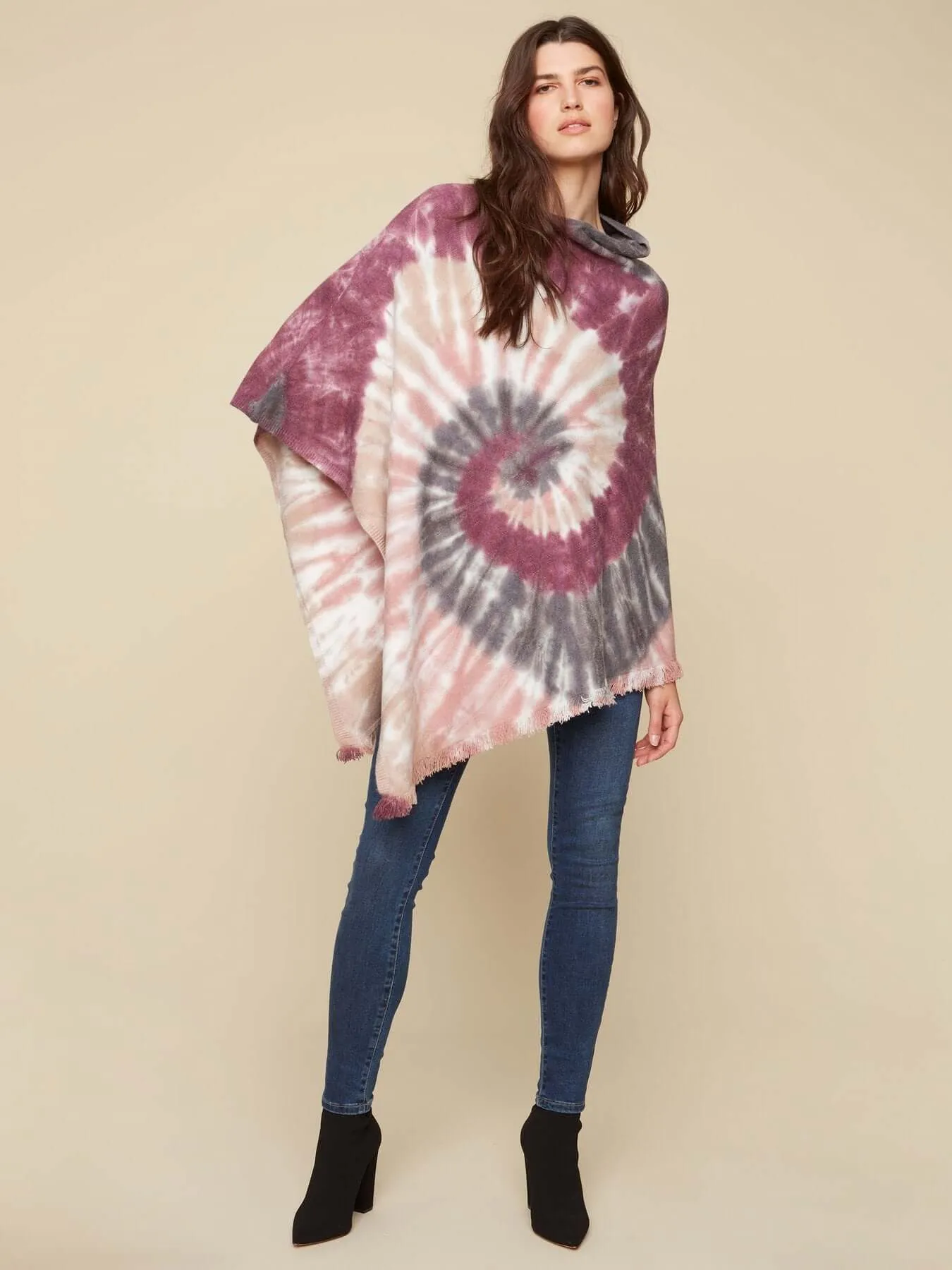 Tie-Dye Knit Poncho