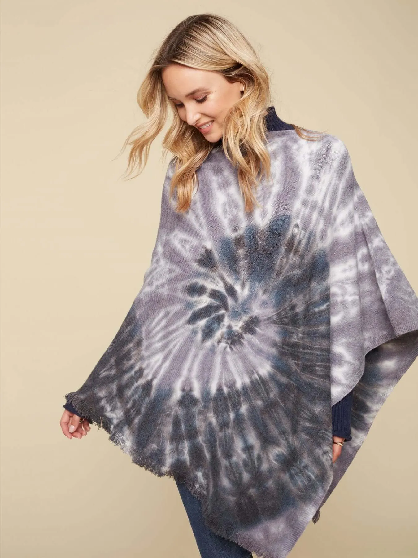 Tie-Dye Knit Poncho