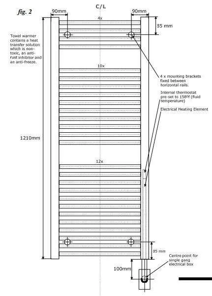 Tuzio Savoy Hardwired or plug in Towel Warmer - 19"w x 47.5"h