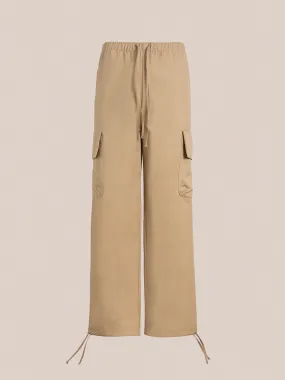 Twill Cargo Drawstring Pants