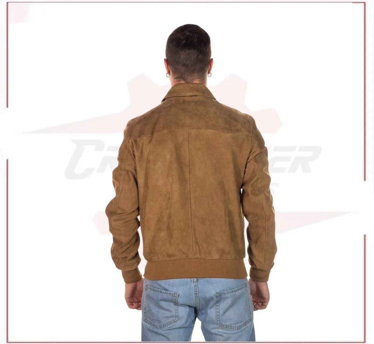 U03 - Men's Bomber Jacket in Genuine Honey Suede Leather