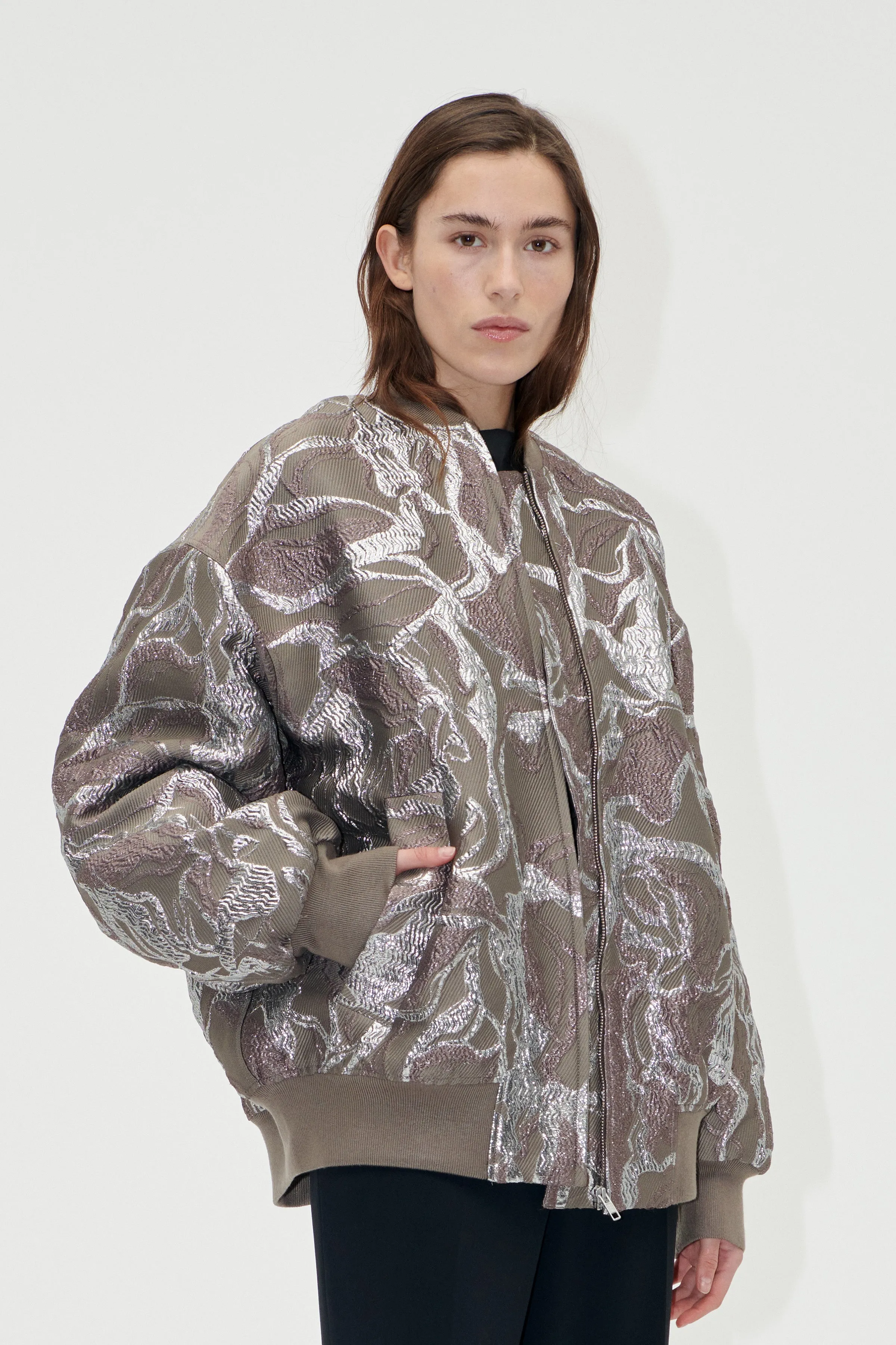 Volominous Bomber Jacket - Abstract Foliage