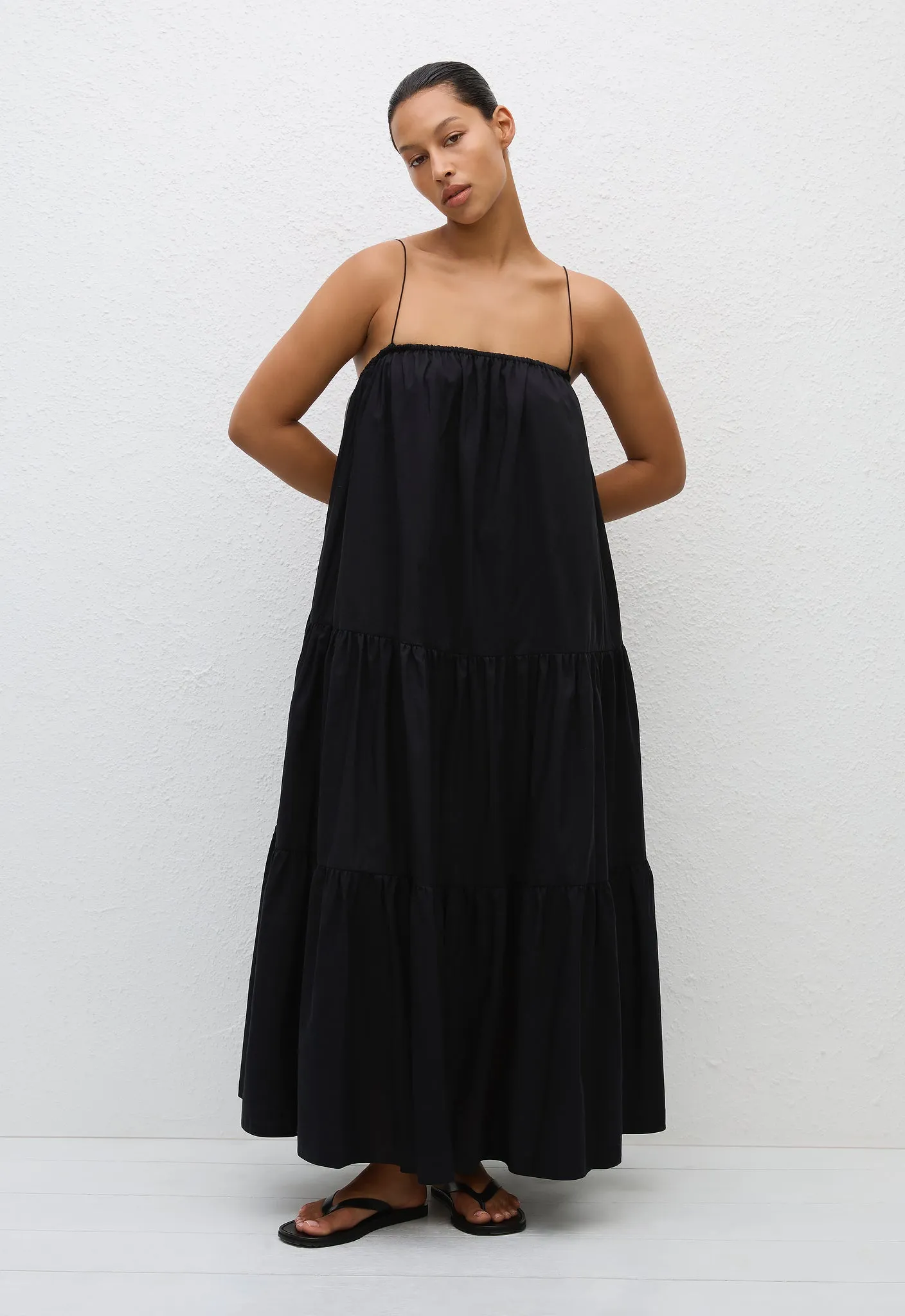 Voluminous Tiered Sundress - Black