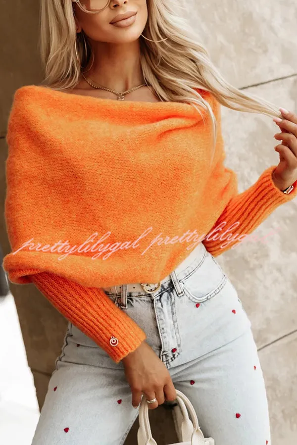 Warm in Two Ways Knit Off Shoulder Relaxed Poncho Sweater