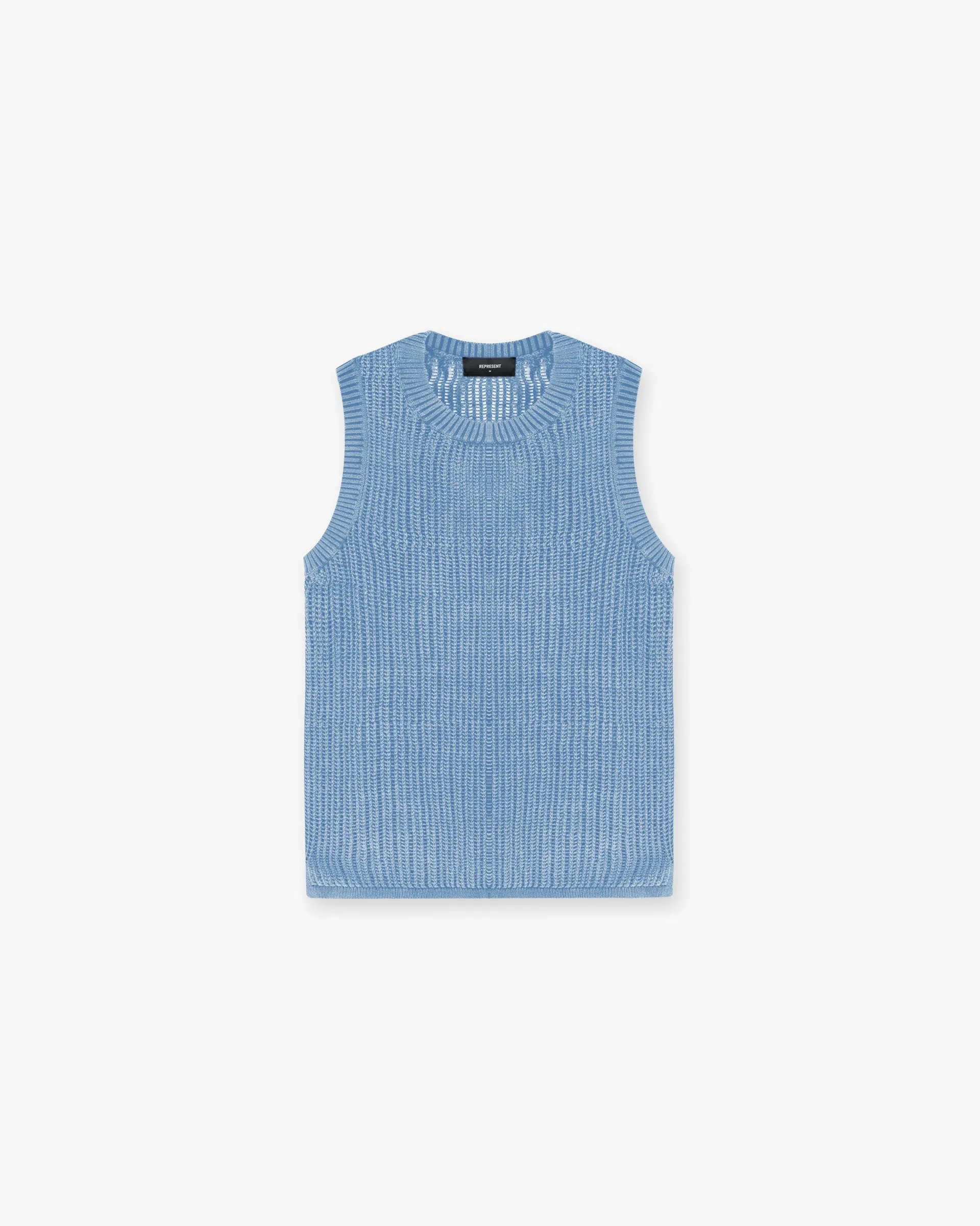 Washed Knit Vest - Sky Blue