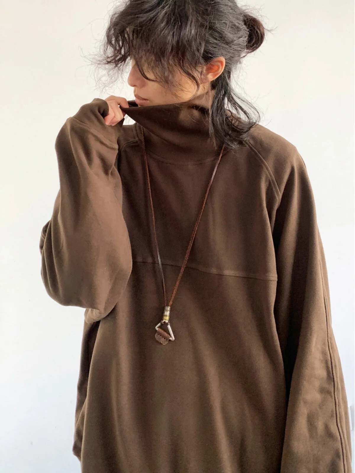 WLS High Collar Loose Sweatshirt