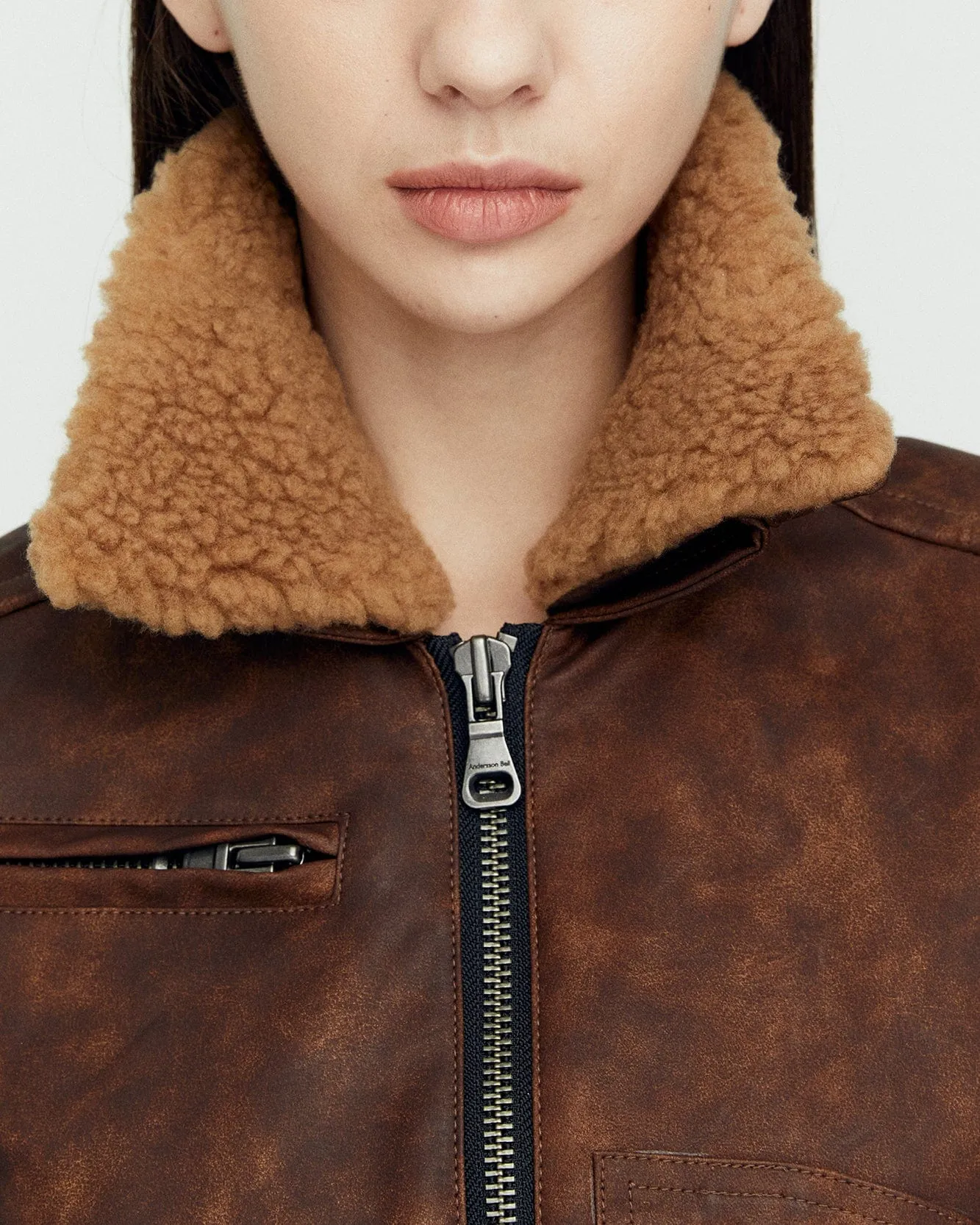 (WOMEN) AUSTIN FAUX SHEARLING JACKET awa546w(BROWN)