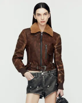 (WOMEN) AUSTIN FAUX SHEARLING JACKET awa546w(BROWN)