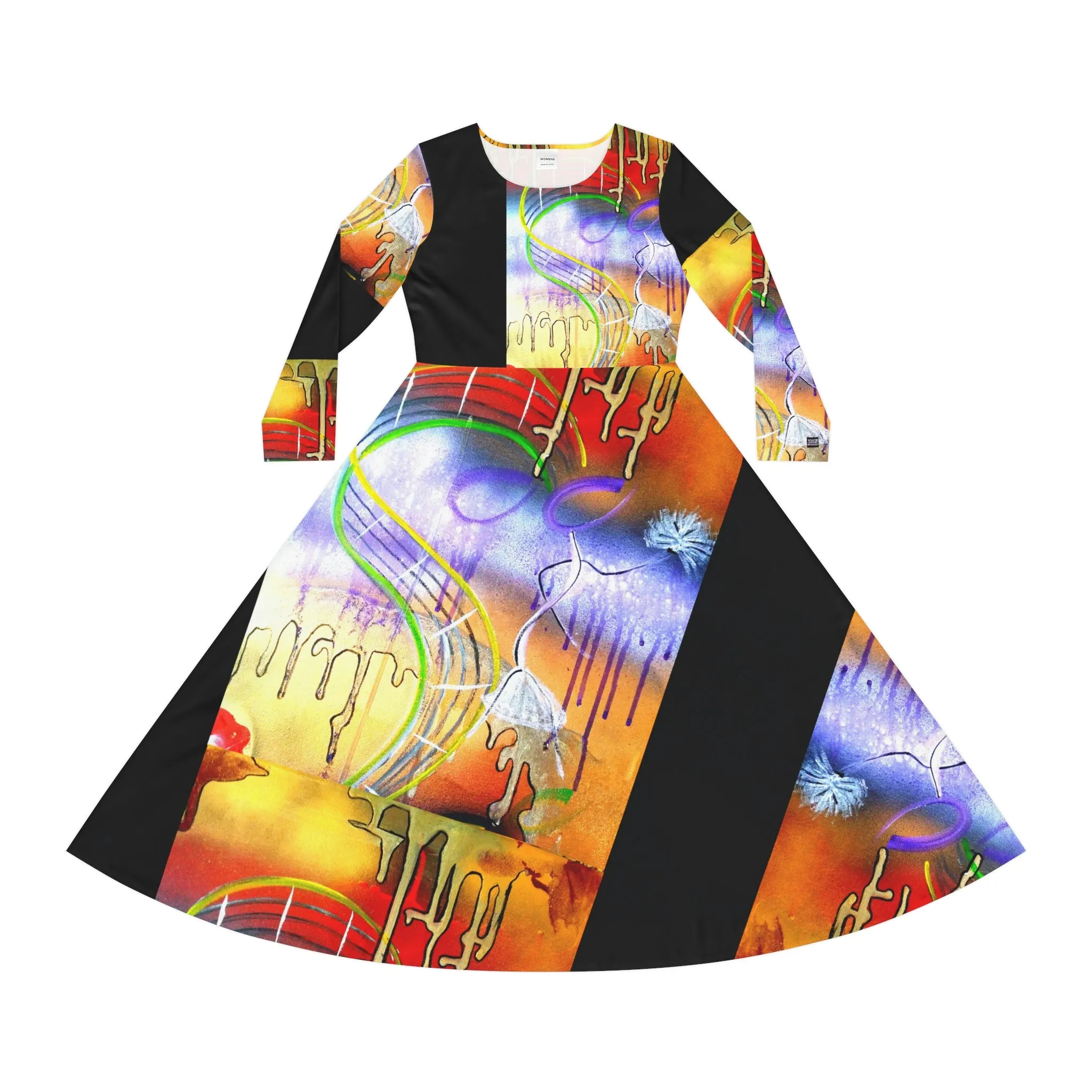 Women's Long Sleeve Dance Dress (AOP) MARDI GRAS