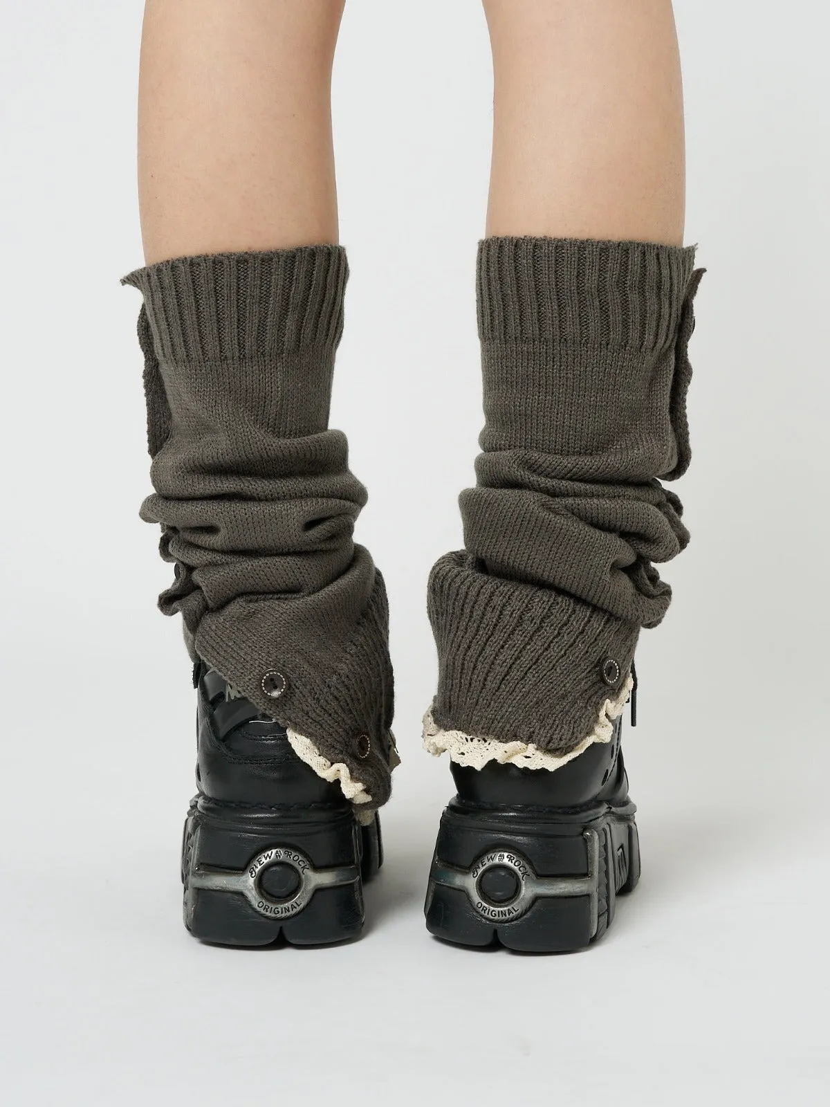 Zeva Grey Buttoned Leg Warmers