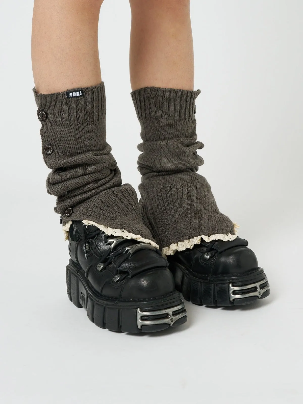 Zeva Grey Buttoned Leg Warmers